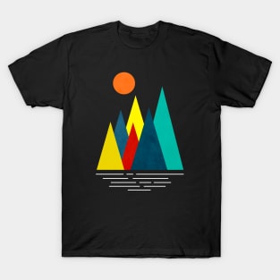 Linear and Colorful Mountains, Minimalist Abstract Nature Art  I T-Shirt